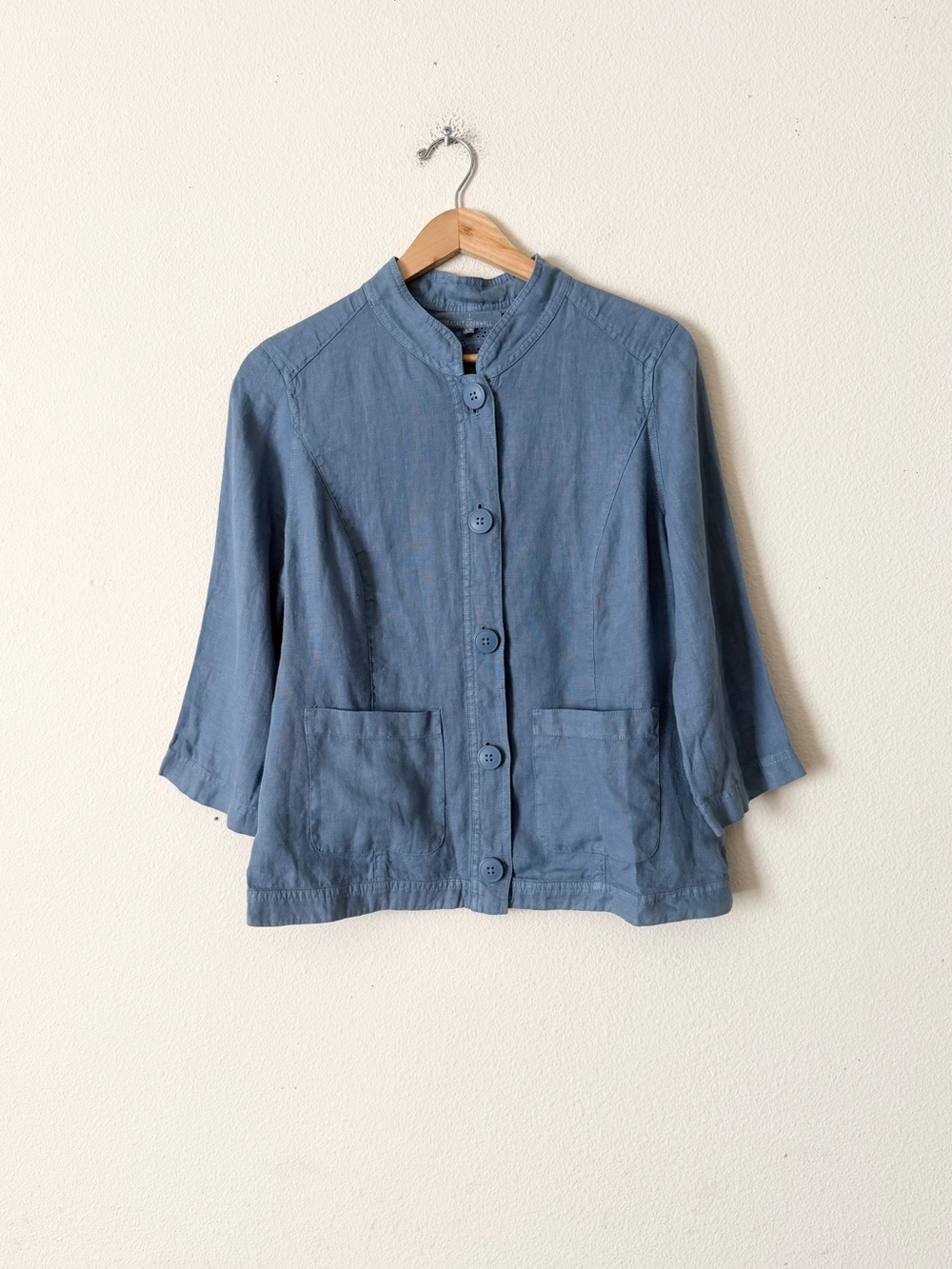 Seasalt Cornwall SIZE 12 Bluefinch blue 100% linen pocketed jacket